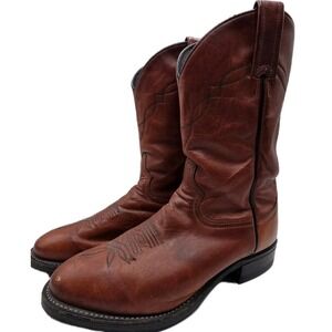 Tony Lama Cowboy Boots Men's 8 EE Cognac Brown Leather Vintage Western #2378